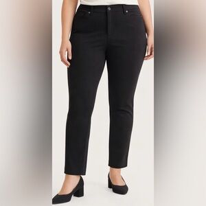 Eileen Fisher Slim Ankle Pants Black Stretch‎ Size 12